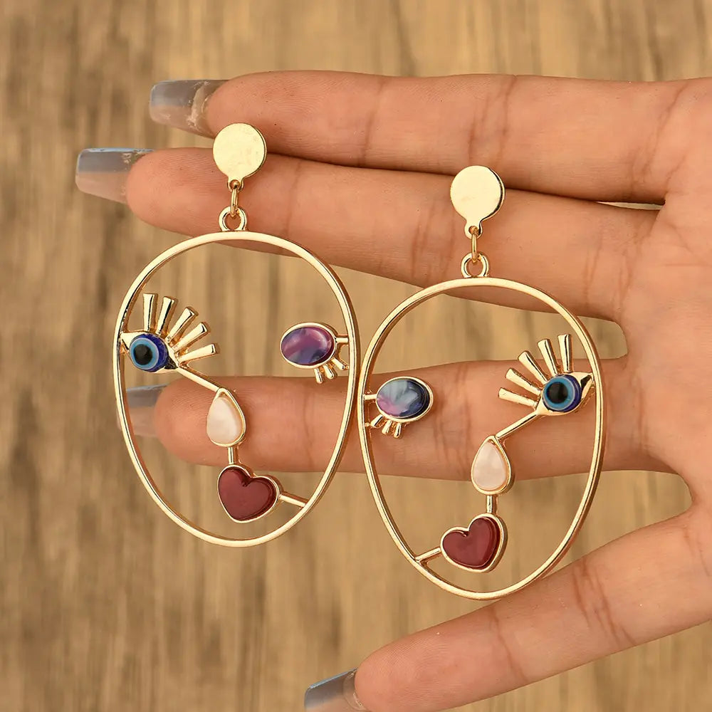Punk Abstract Human Face Earrings